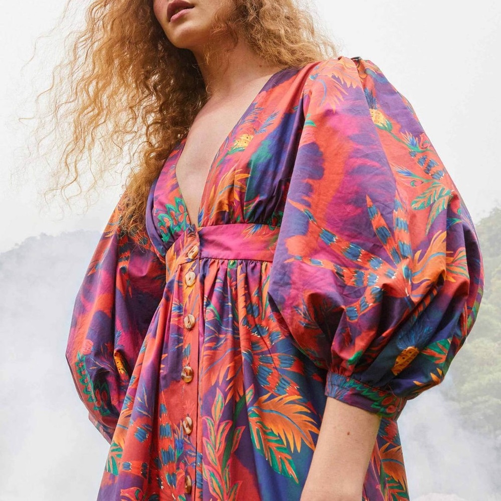 Farm Rio Tie Die Forest Maxi Dress - XS NWT